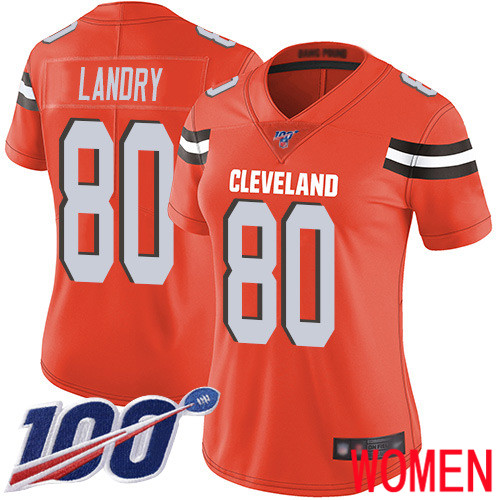 Cleveland Browns Jarvis Landry Women Orange Limited Jersey 80 NFL Football Alternate 100th Season Vapor Untouchable